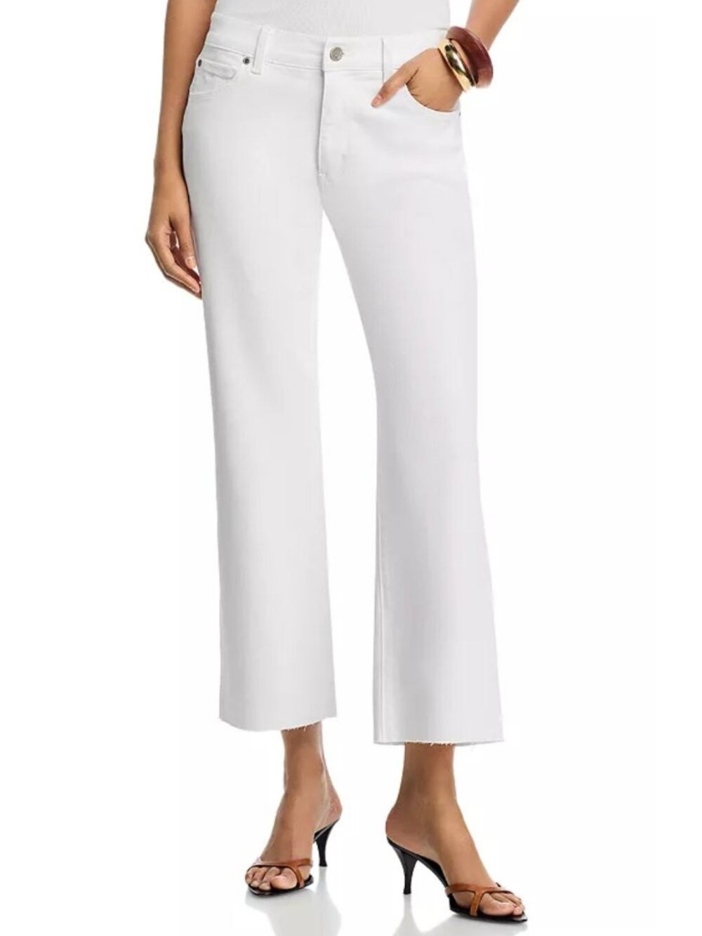 NWT Kobi Halperin Mika High Rise White Straight Leg Raw Hem Jeans Size 25 MSRP $